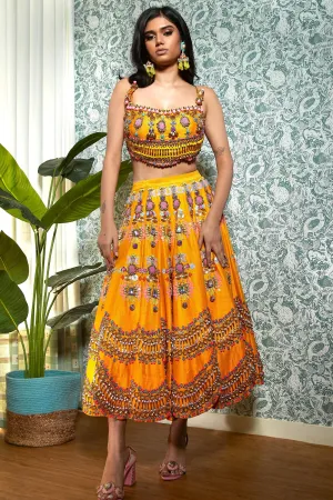 BUMBLEBEE : MANGO EMBELLISHED HALF LEHENGA SET.