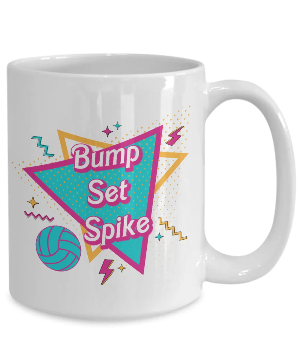 Bump Set Spike Mug, Volleyball Mom, Volleyball Coach, Volleyball Player Gift, Volleyball Team Gift, Volleyball Gift Idea, Retro 90's Coffee Cup