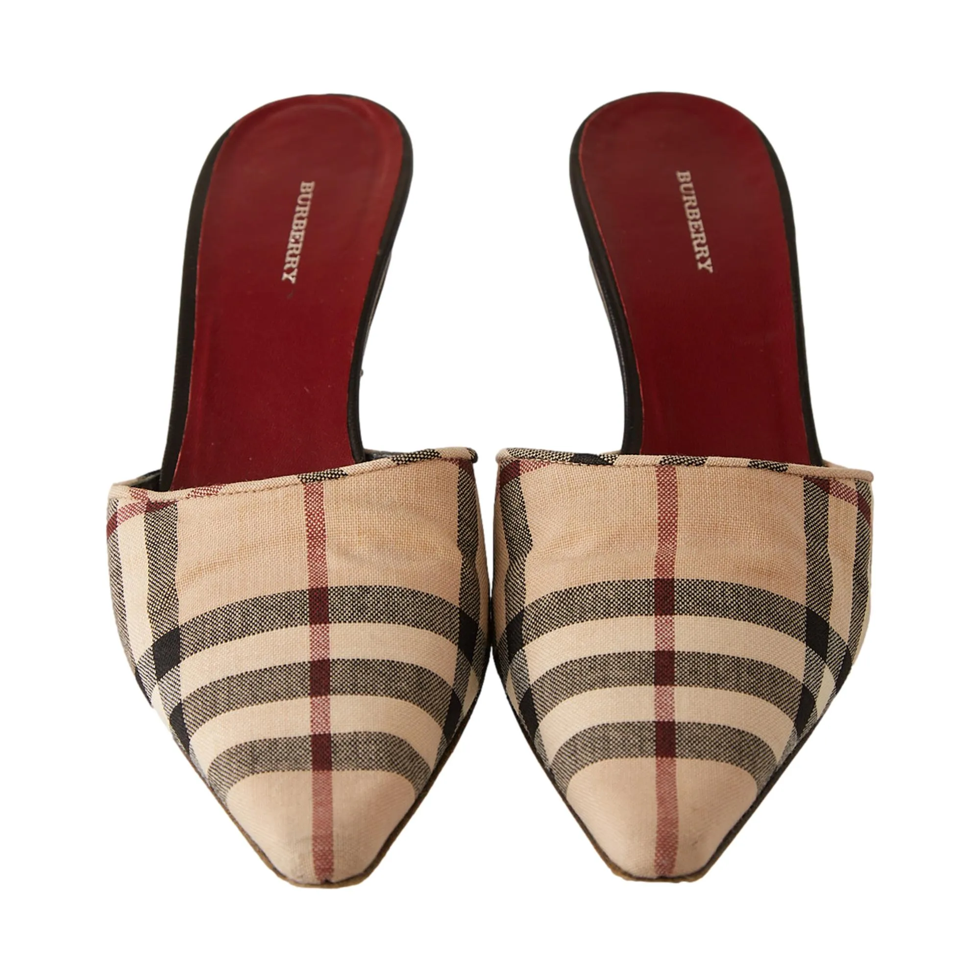 Burberry Tan Plaid Print Mules