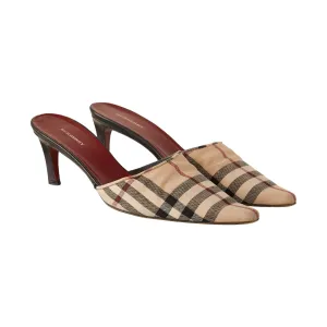 Burberry Tan Plaid Print Mules