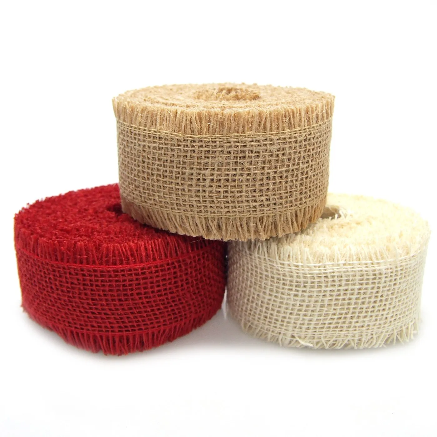 Burlap Ribbon Fringed Edge, 10-yard