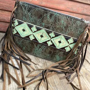Carly - Patina Leather w/ Sage Navajo