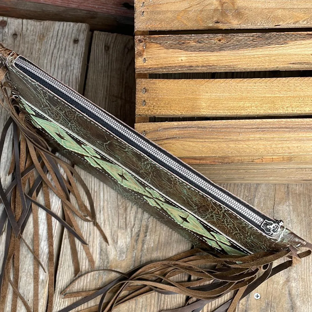 Carly - Patina Leather w/ Sage Navajo