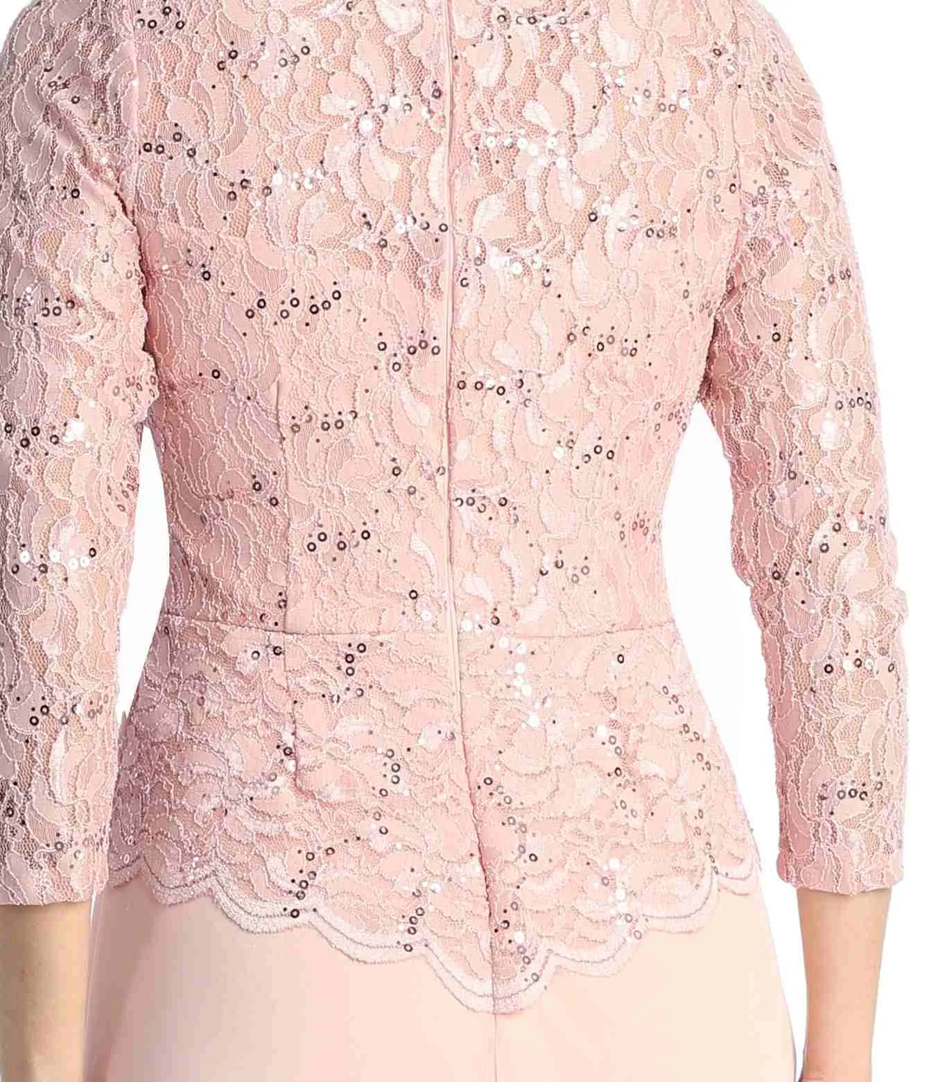 Celavie 6550-L Full Length Long Sleeve Evening Gown Lace Top High Neck