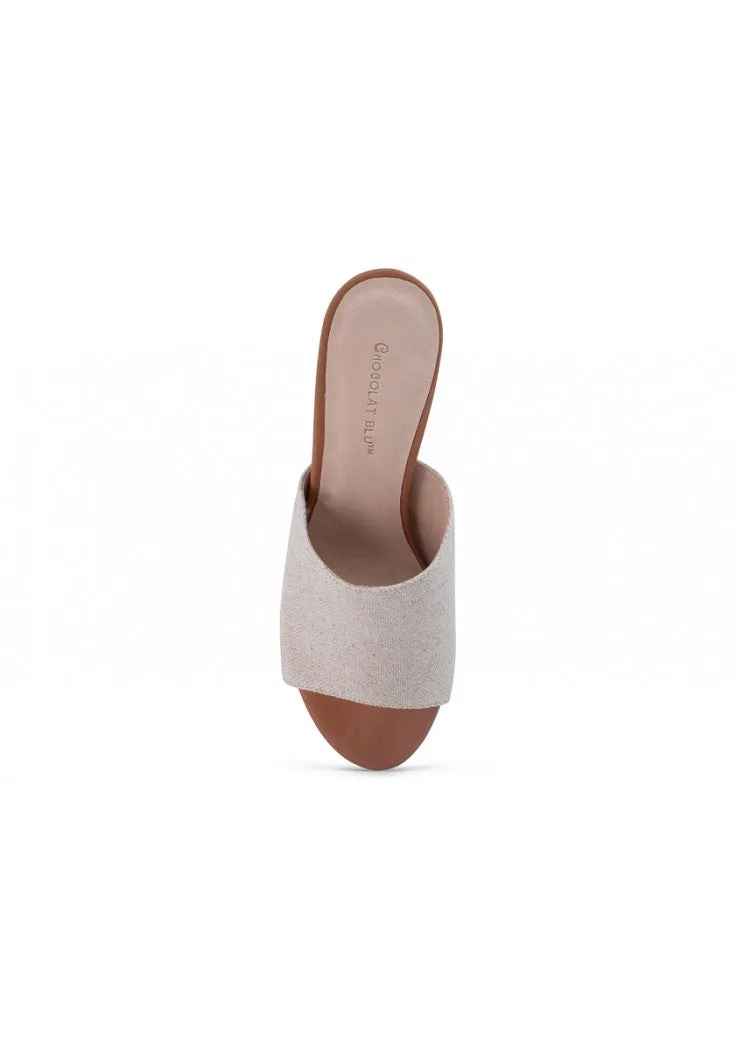Chocolat Blu Baylee Natural Linen Heeled Sandal