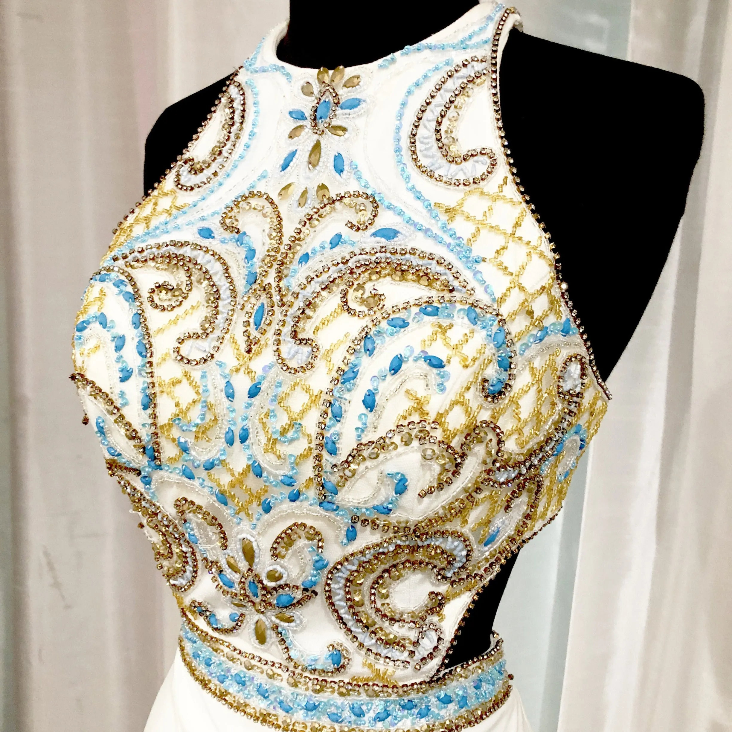 CLARISSE White & Multi-color Embellished Top Short Dress Size 9/10