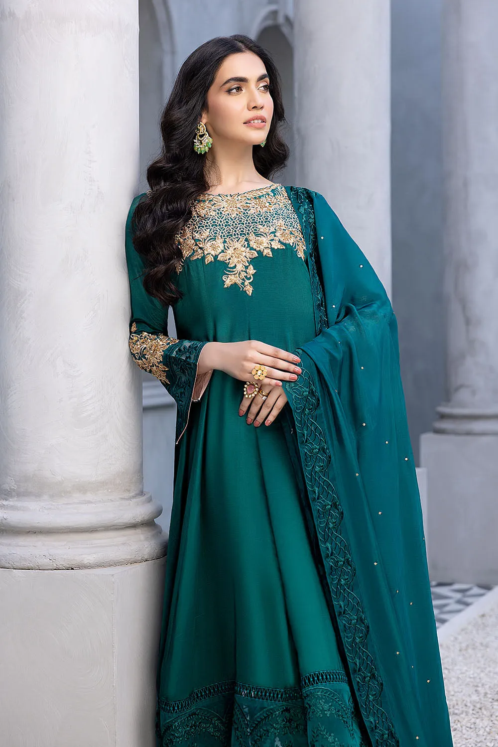 Classic Green Embellished Pakistani Salwar Kameez with Dupatta
