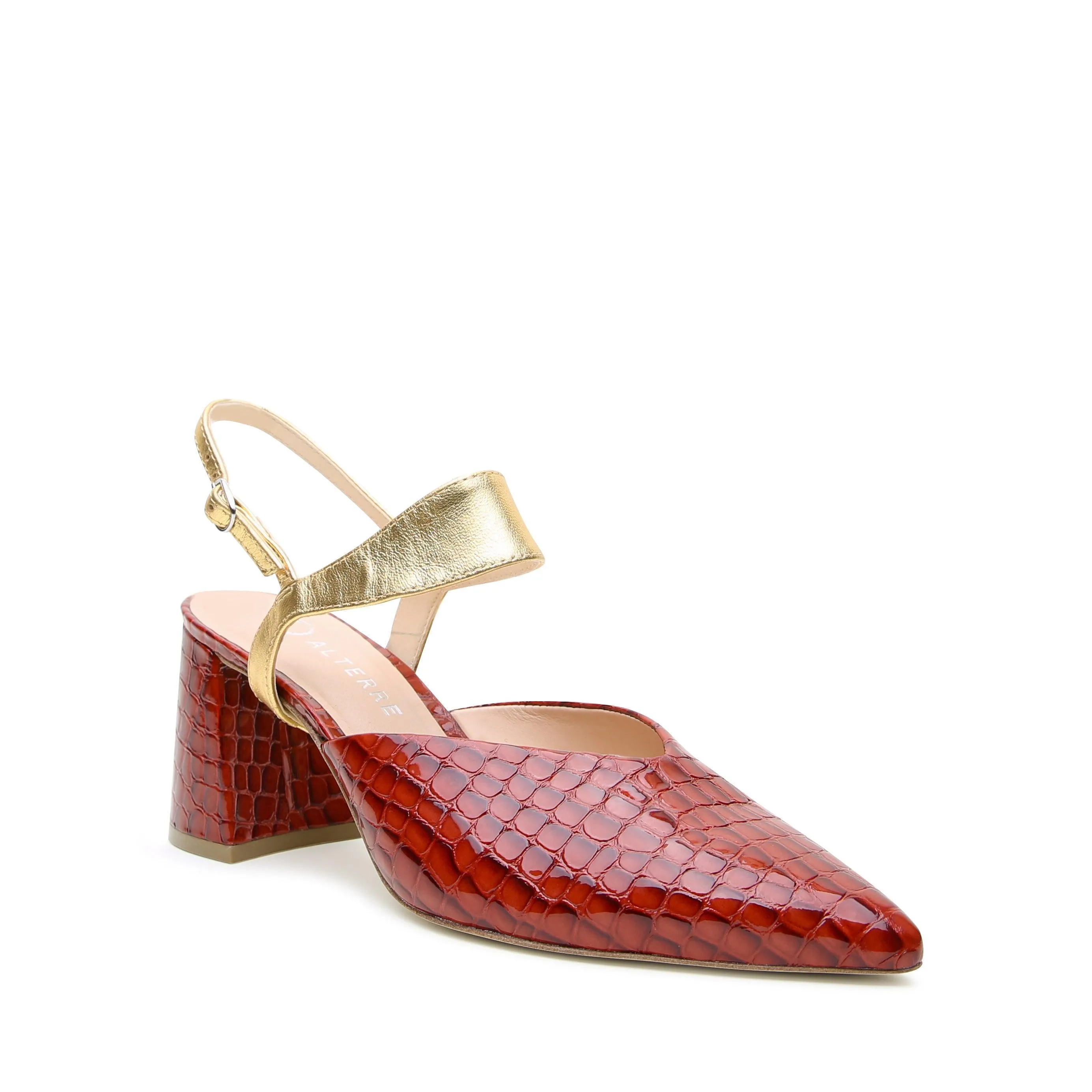 Clay Croc V Mule   Gold Elsie Strap
