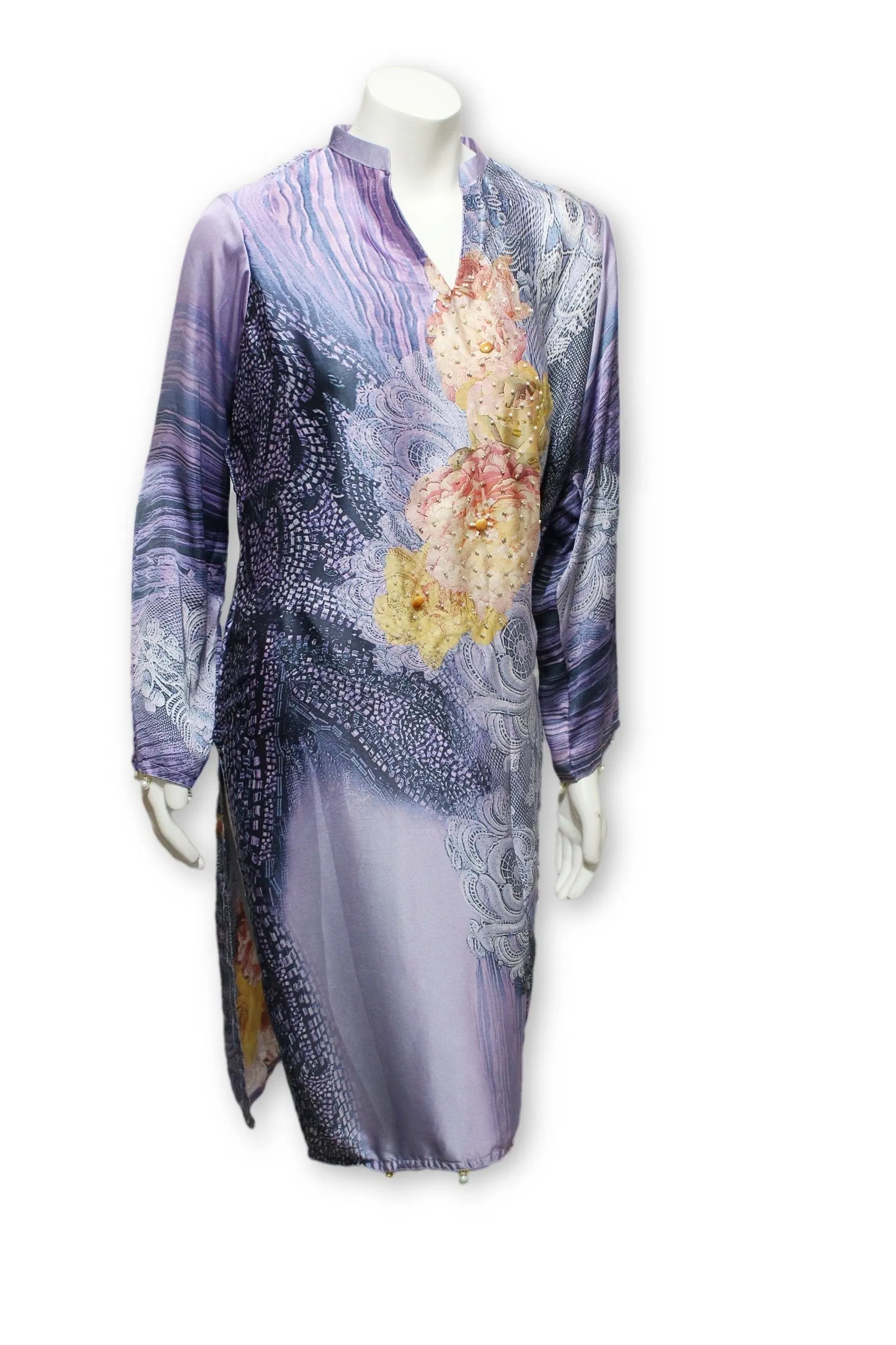 D24 Pakistani Indian Women Digital Print Stylish Silk Kurti