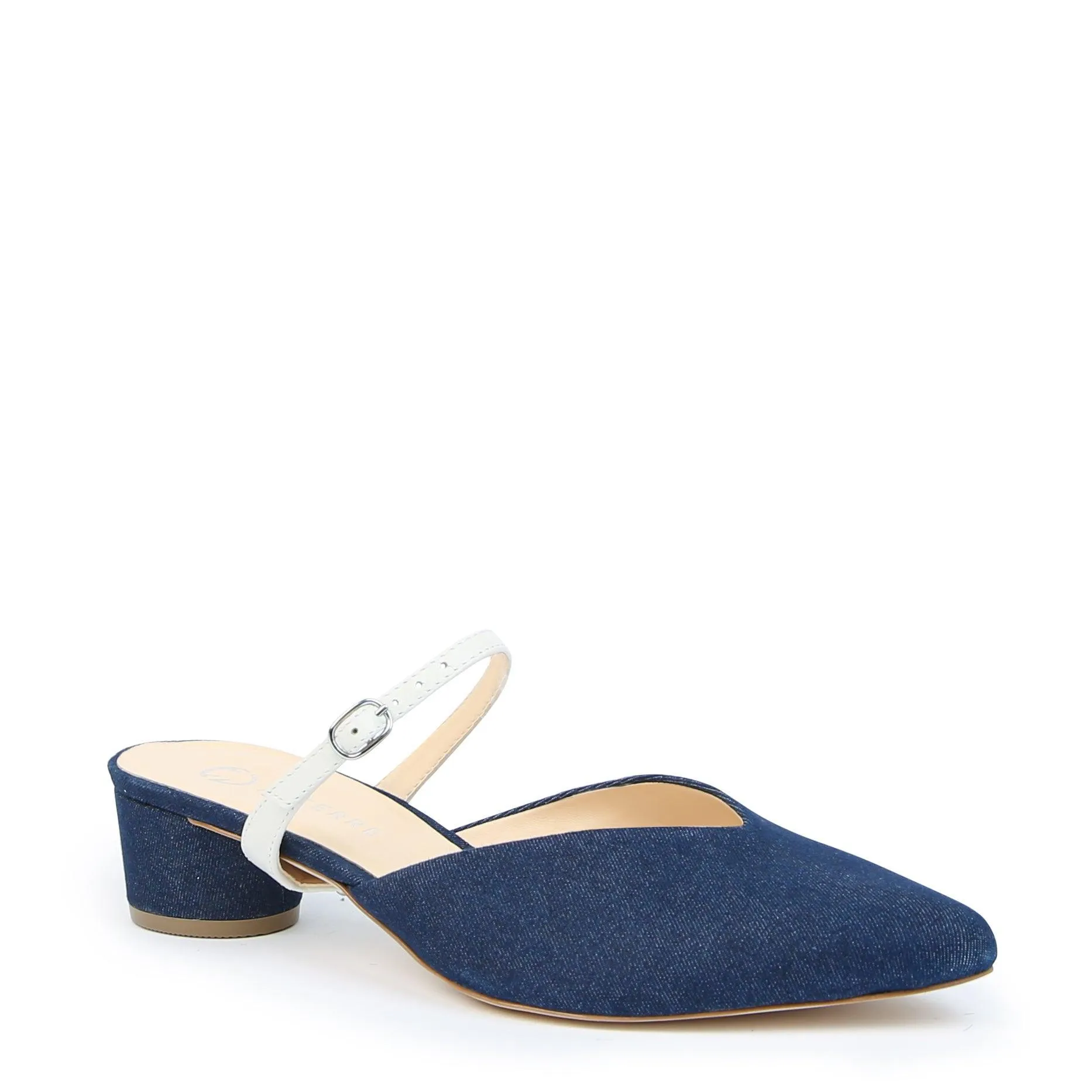 Denim V Slide   White Twiggy Strap
