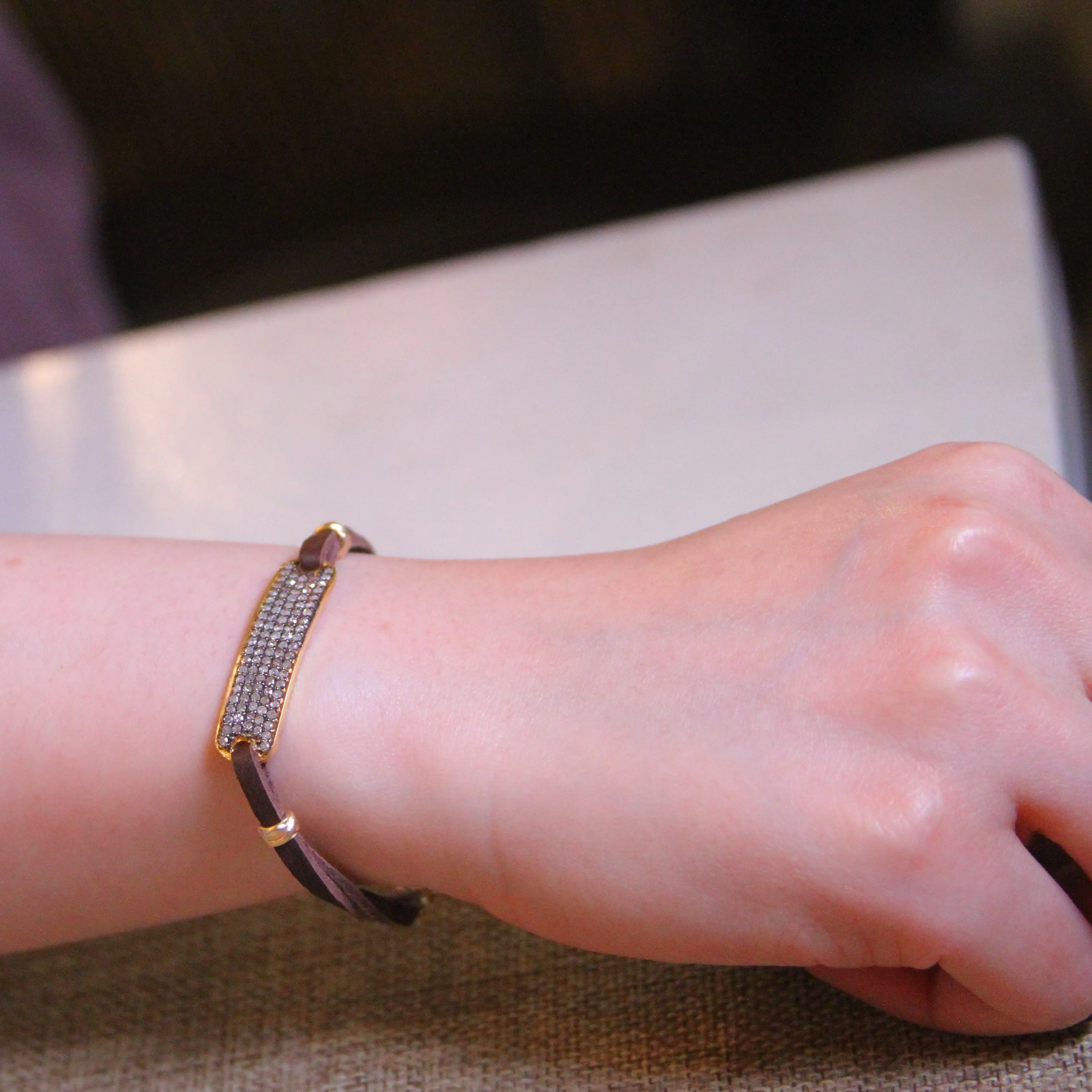 Diamond Shield Leather Bracelet II