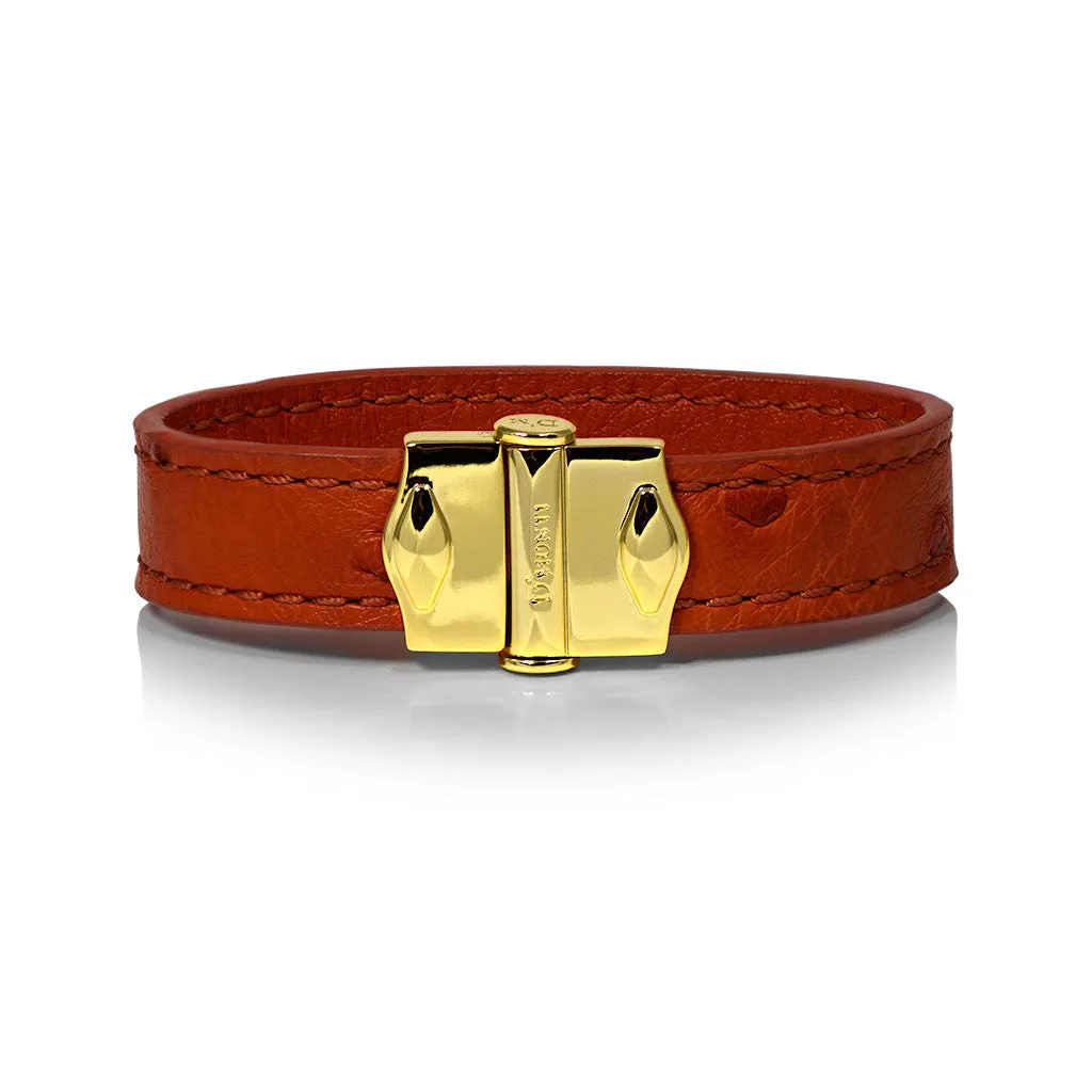 D'Monti Allard Orange - France Luxe Genuine Ostrich Leather Womens Bracelet