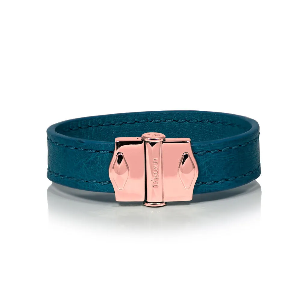 D'Monti Coral Blue - France Luxe Genuine Ostrich Leather Womens Bracelet