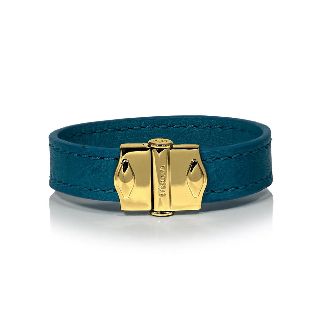 D'Monti Coral Blue - France Luxe Genuine Ostrich Leather Womens Bracelet