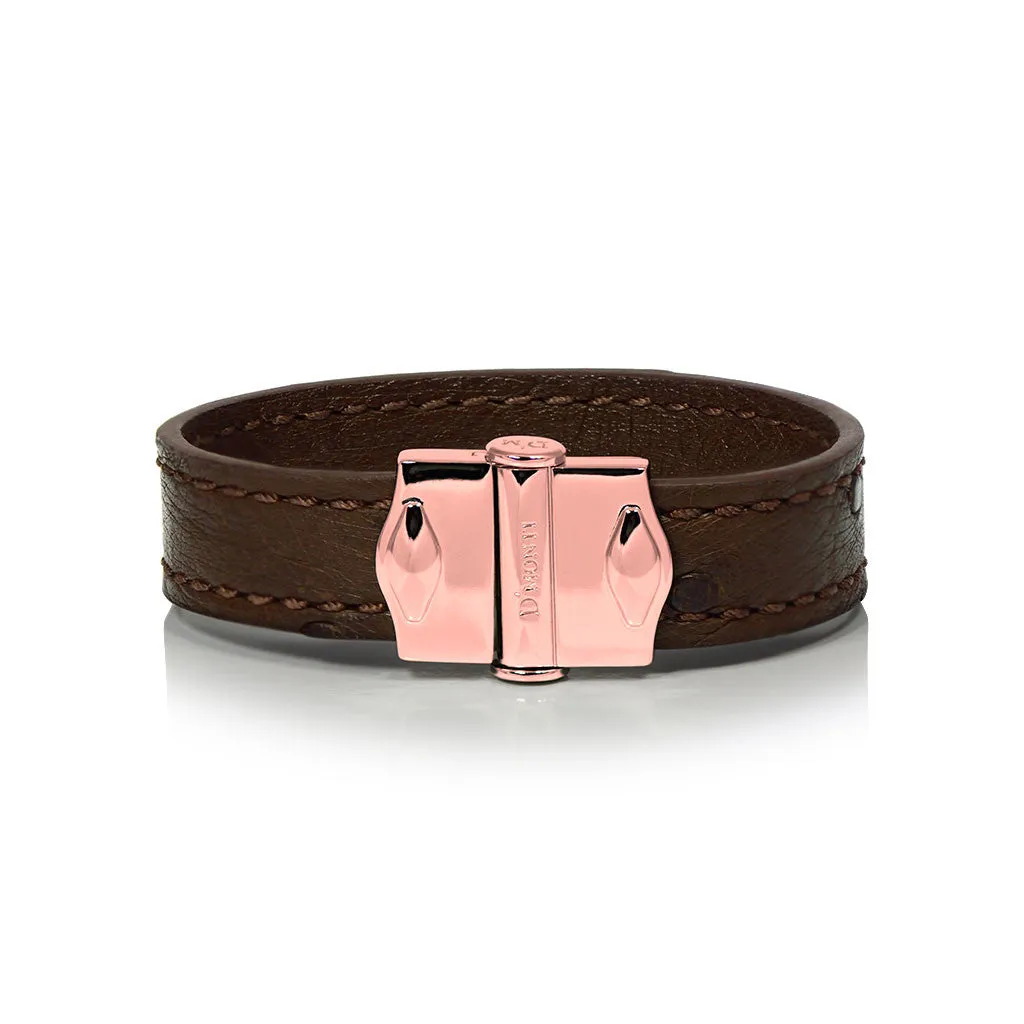 D'Monti Parisian Ostrich Leather Bracelet (Warm Brown)