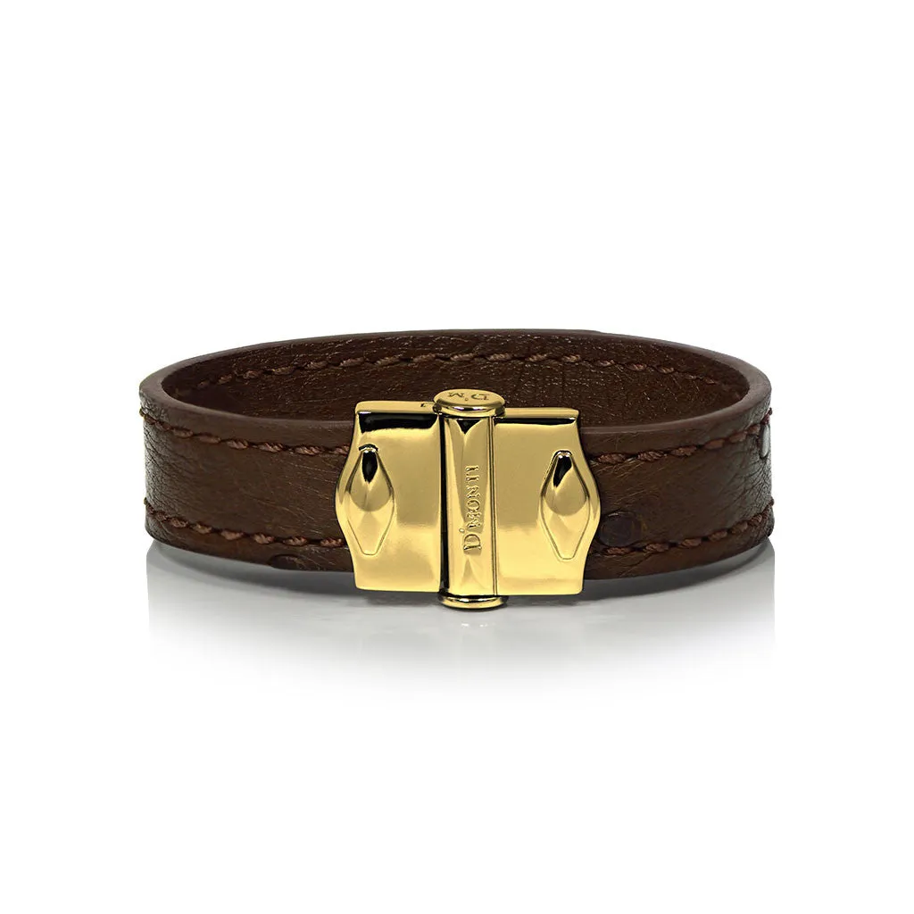 D'Monti Parisian Ostrich Leather Bracelet (Warm Brown)