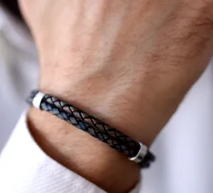Double Layer Mens Leather Bracelet