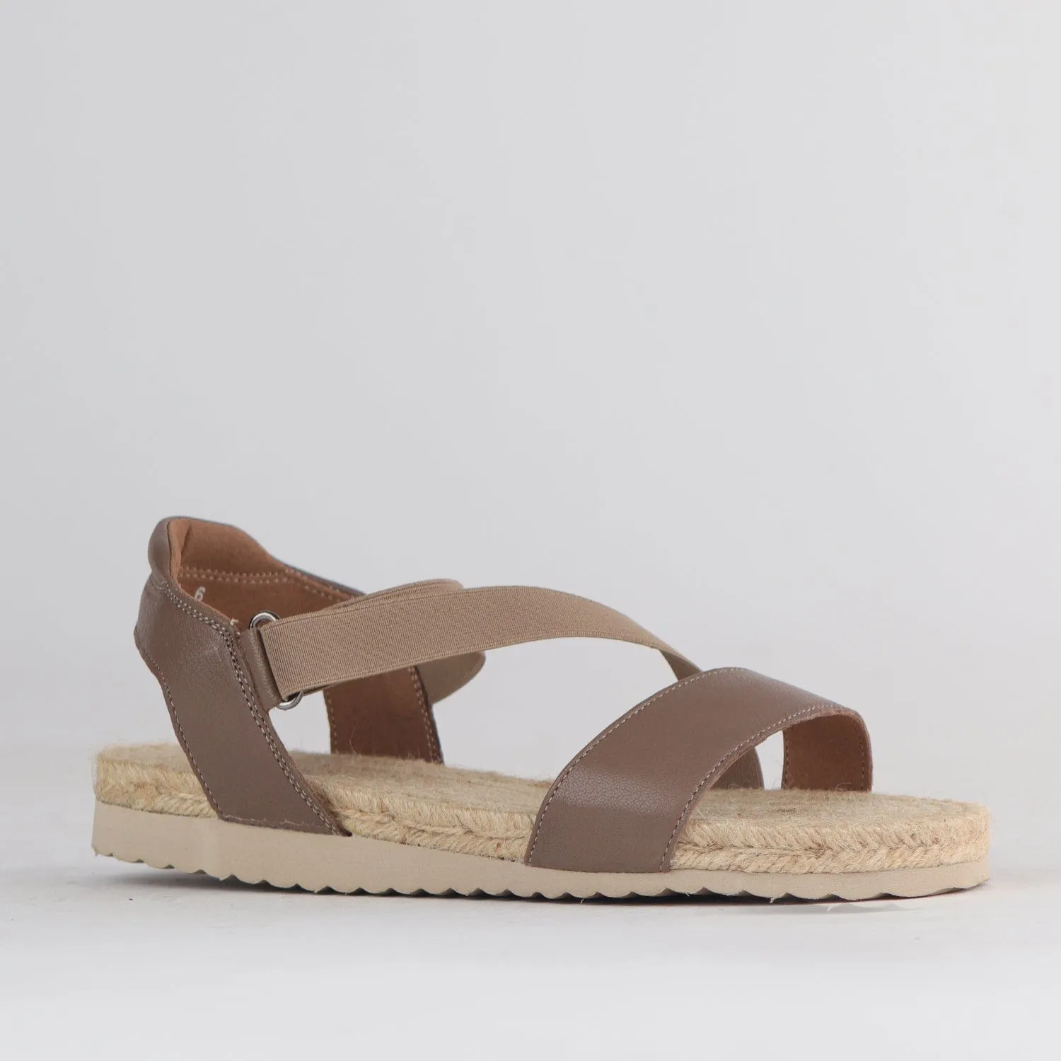 Elasticated Espadrille Sandal in Stone - 12765