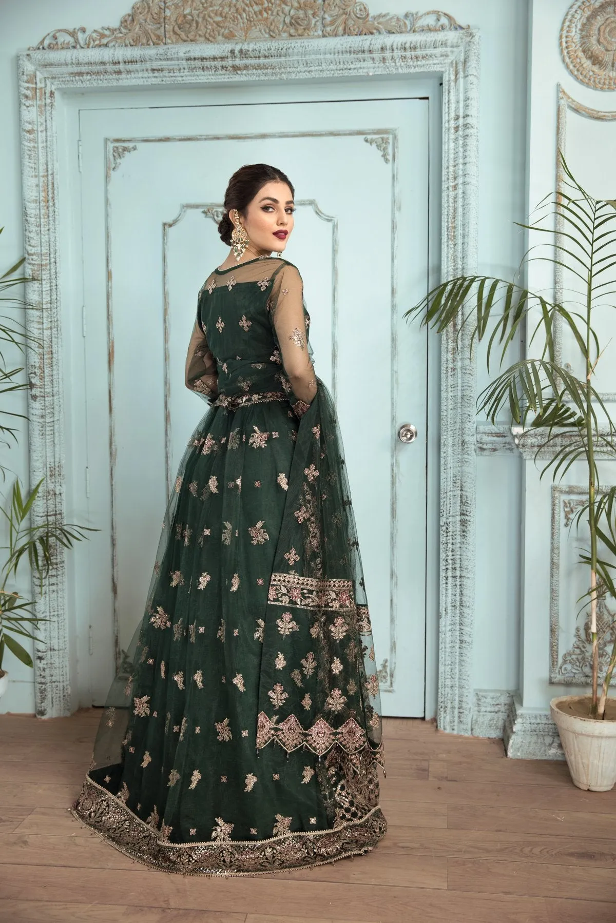 Elegant Lehenga Choli in Bottle Green Shade #PF293