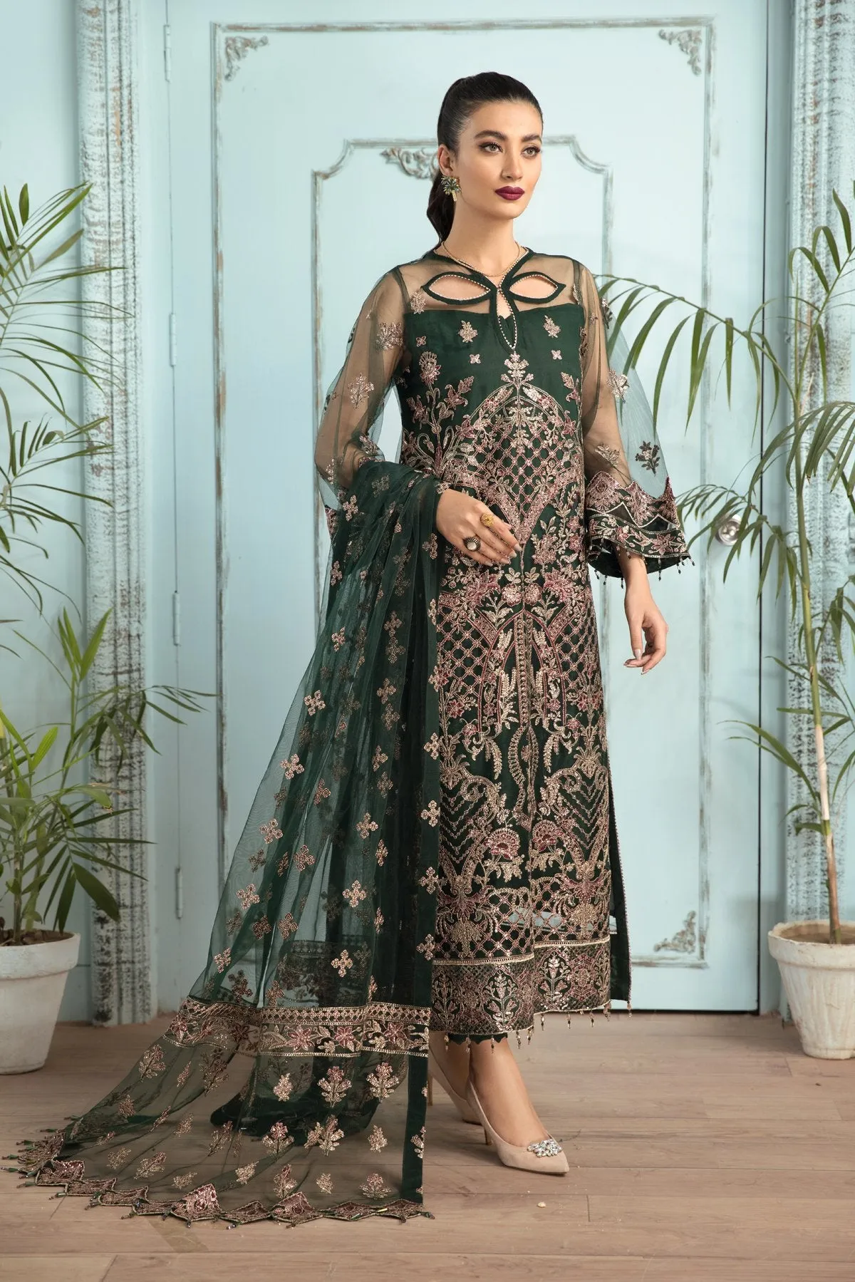 Elegant Lehenga Choli in Bottle Green Shade #PF293