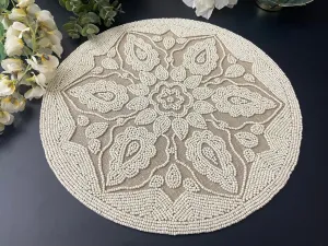 Ellen Round Jute and Bead Placemat - Set of 4