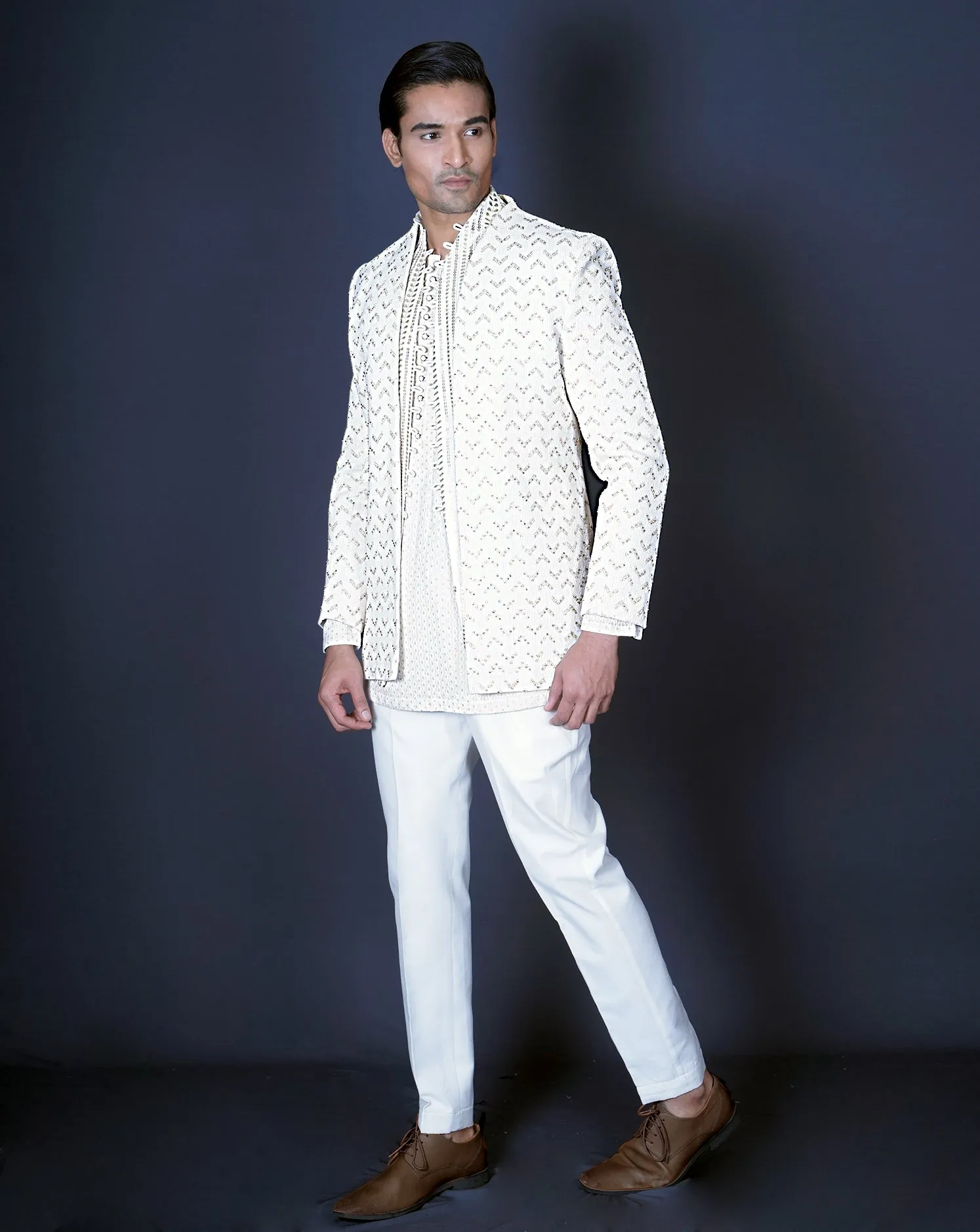 Embroidered Jacket Kurta Set