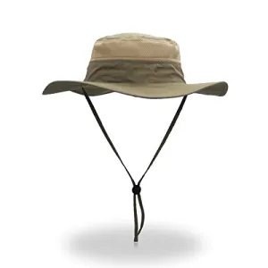 EONPOW Windproof Fishing Hats UPF50  UV Protection Sun Cap Outdoor Bucket Mesh Hat 56-61cm Dark-Khaki