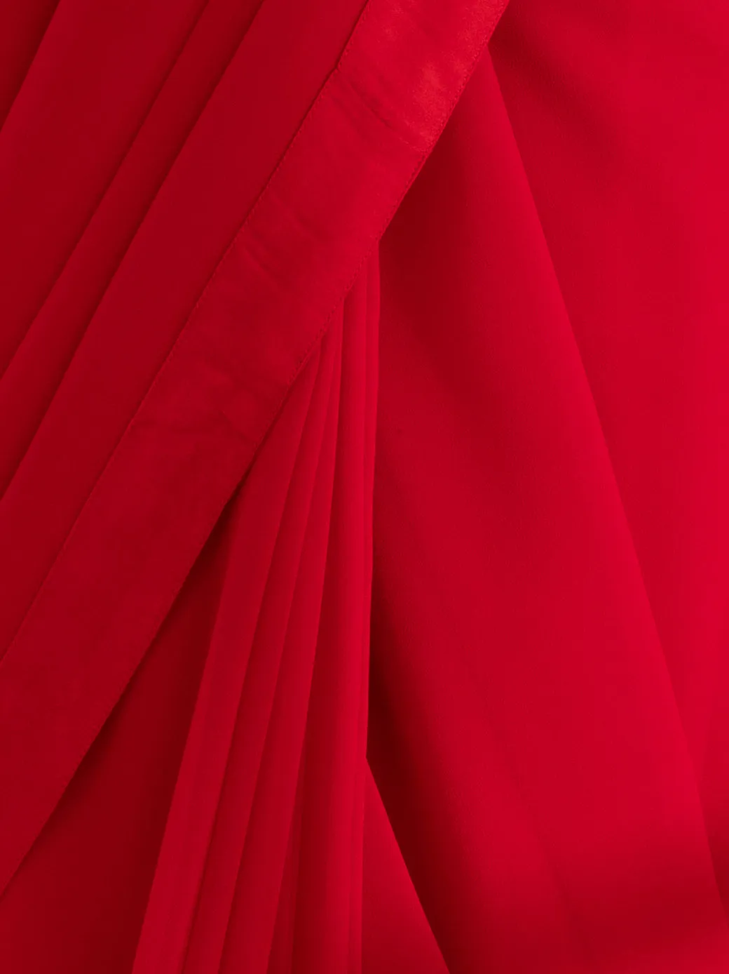 Ferrari Red Georgette Saree with Red Posh Border & Blouse Fabric