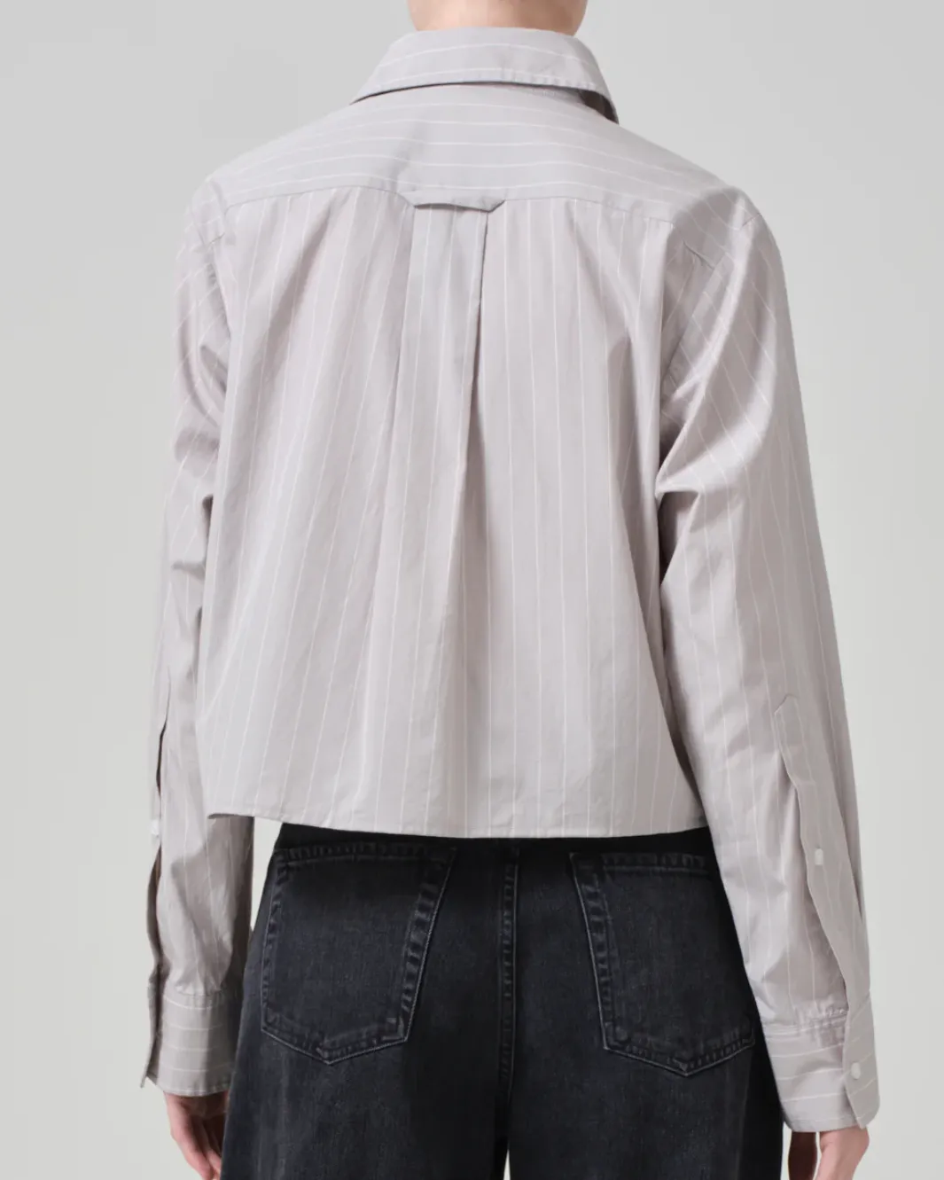 FINO CROPPED SHIRT IN TAILOR GREY STRIPE