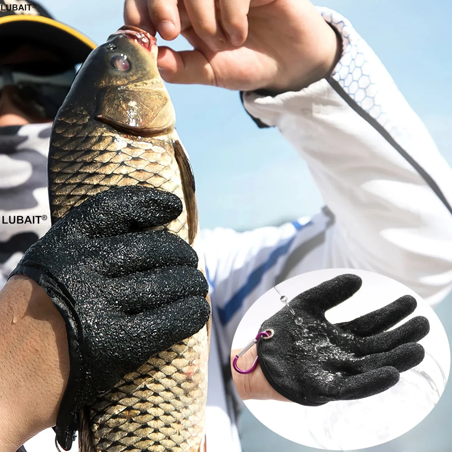 Fishing Gloves Catch Fish Anti-slip Durable Knit Full Finger Waterproof Work