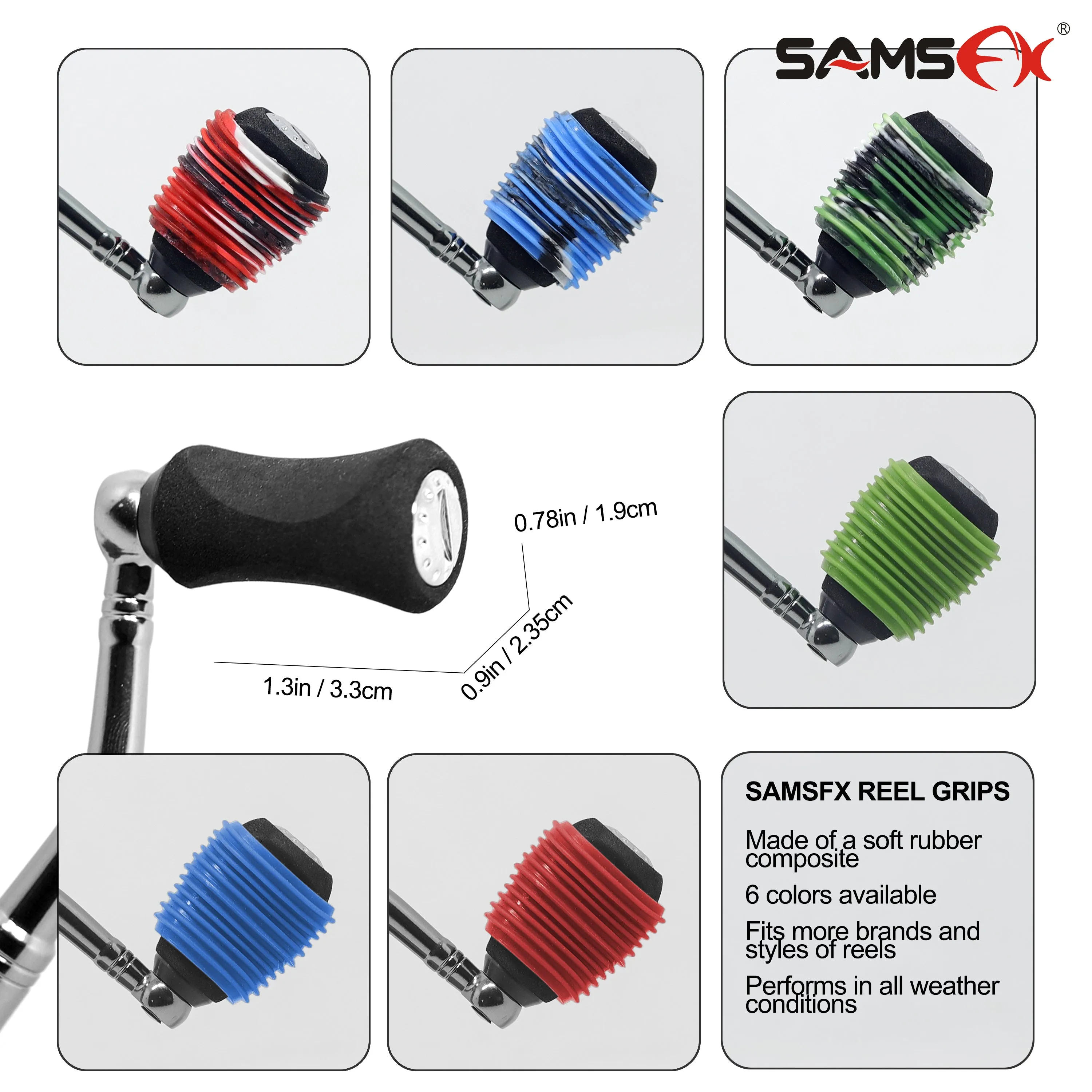 Fishing Spinning Reel Handle Grips Baitcaster Knob Covers 3 Pairs in Pack