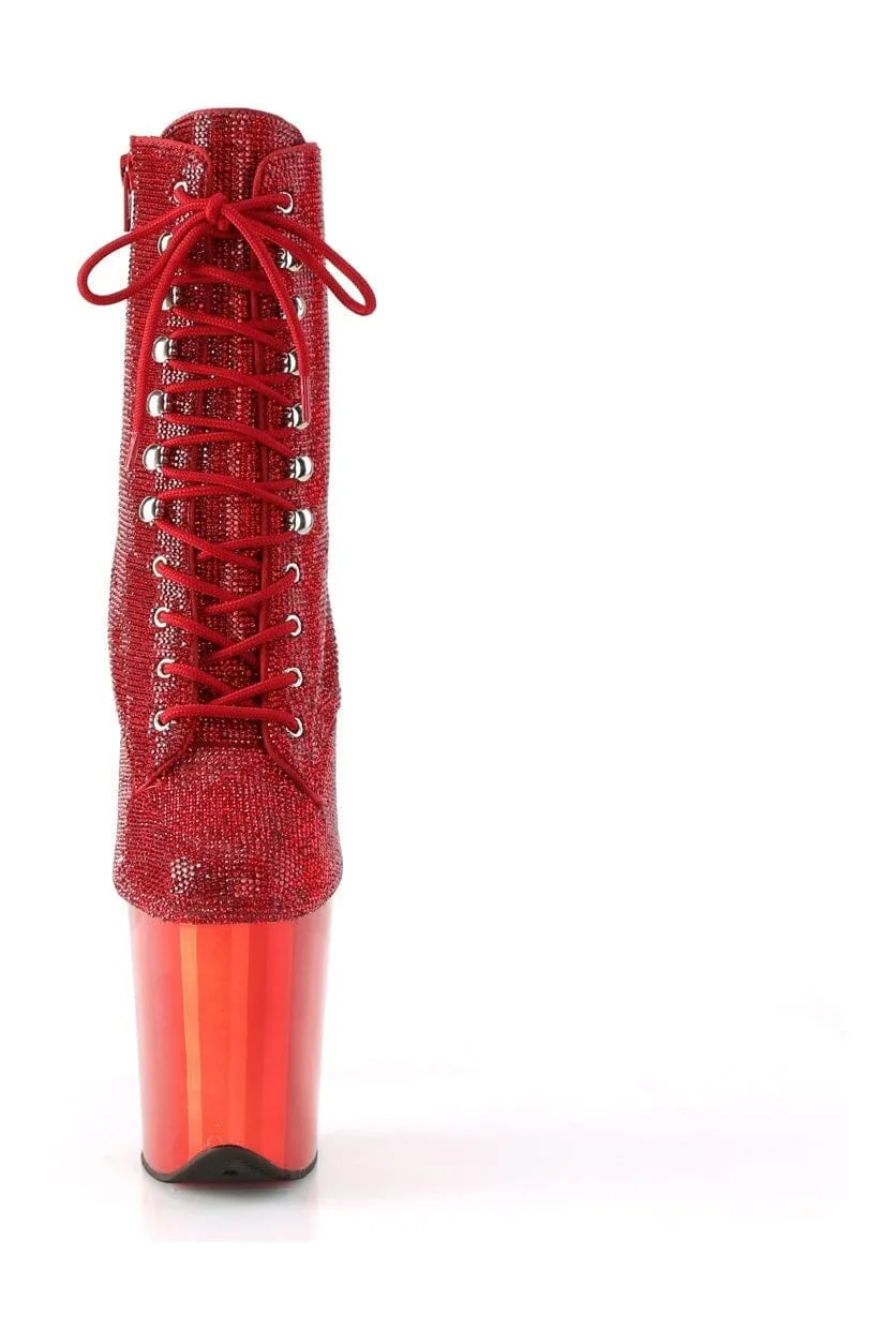 FLAMINGO-1020CHRS Red Faux Suede Ankle Boot