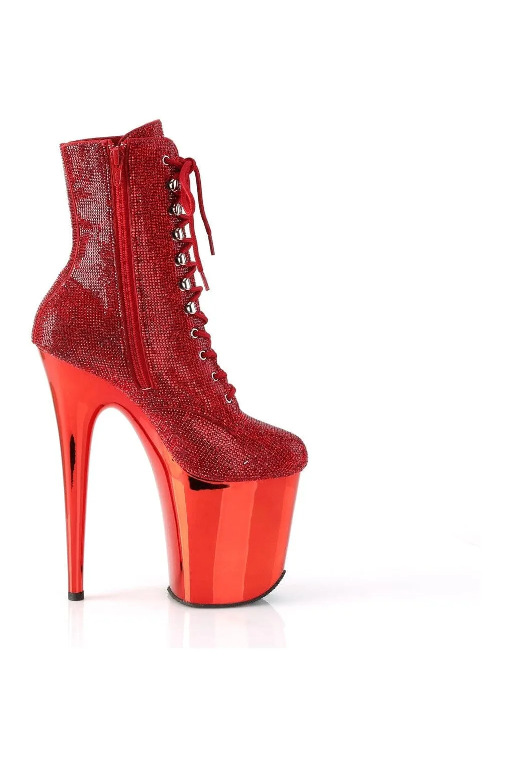 FLAMINGO-1020CHRS Red Faux Suede Ankle Boot