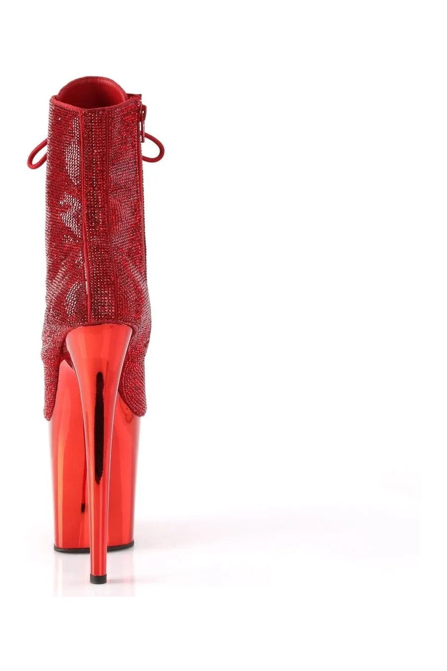 FLAMINGO-1020CHRS Red Faux Suede Ankle Boot