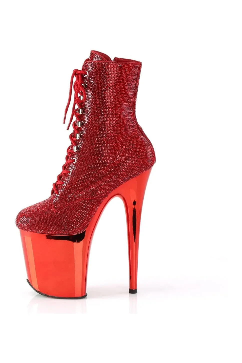 FLAMINGO-1020CHRS Red Faux Suede Ankle Boot