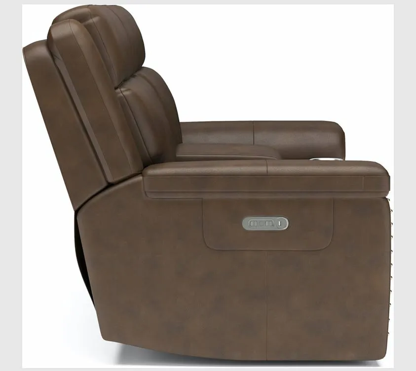 Flexsteel Yuma Power Recliner Sofa In Caramel