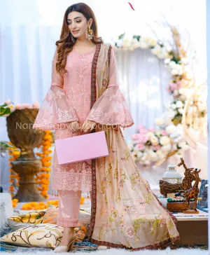 Formal Pakistani Dress Online in Soft Pink Color #PF239