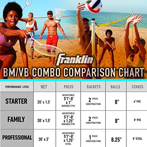Franklin Sports Professional Volleyball Badminton Combo Set