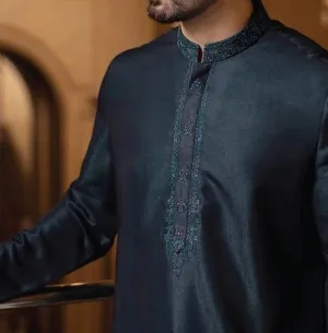 Gents Formal Shalwar Kameez in Sea green White shalwar - Men9