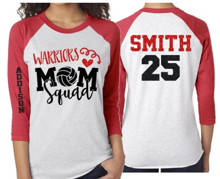 Glitter Volleyball Mom Squad Shirt | Volleyball Shirts | Volleyball Mom Shirts | Cute Volleyball Tee | Customize Team & Colors