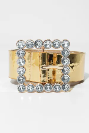 Gold Metallic Embellished Buckle Belt - Oneita