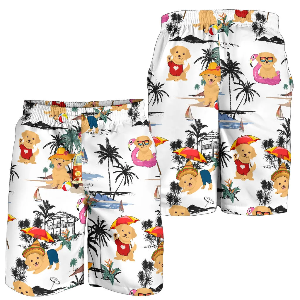 Golden Retriever-Summer Beach Mens Shorts