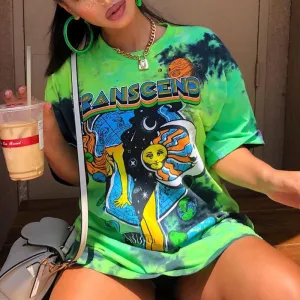Graffiti Printed Oversized Loose Top T-shirt