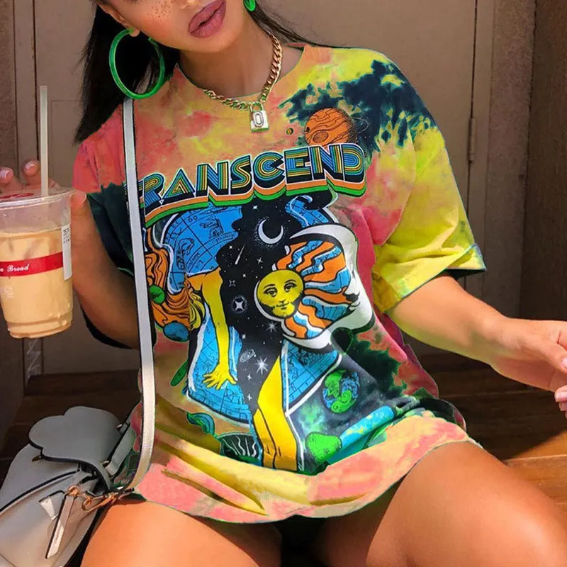 Graffiti Printed Oversized Loose Top T-shirt