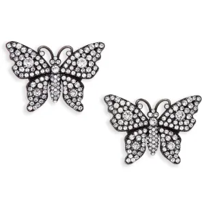 Gucci Crystal Embellished Butterfly Earrings in Silver