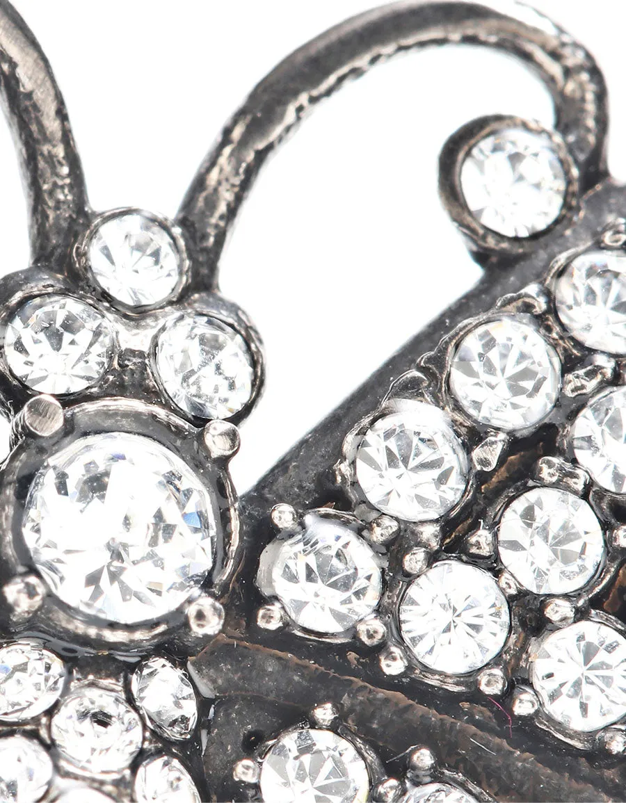 Gucci Crystal Embellished Butterfly Earrings in Silver