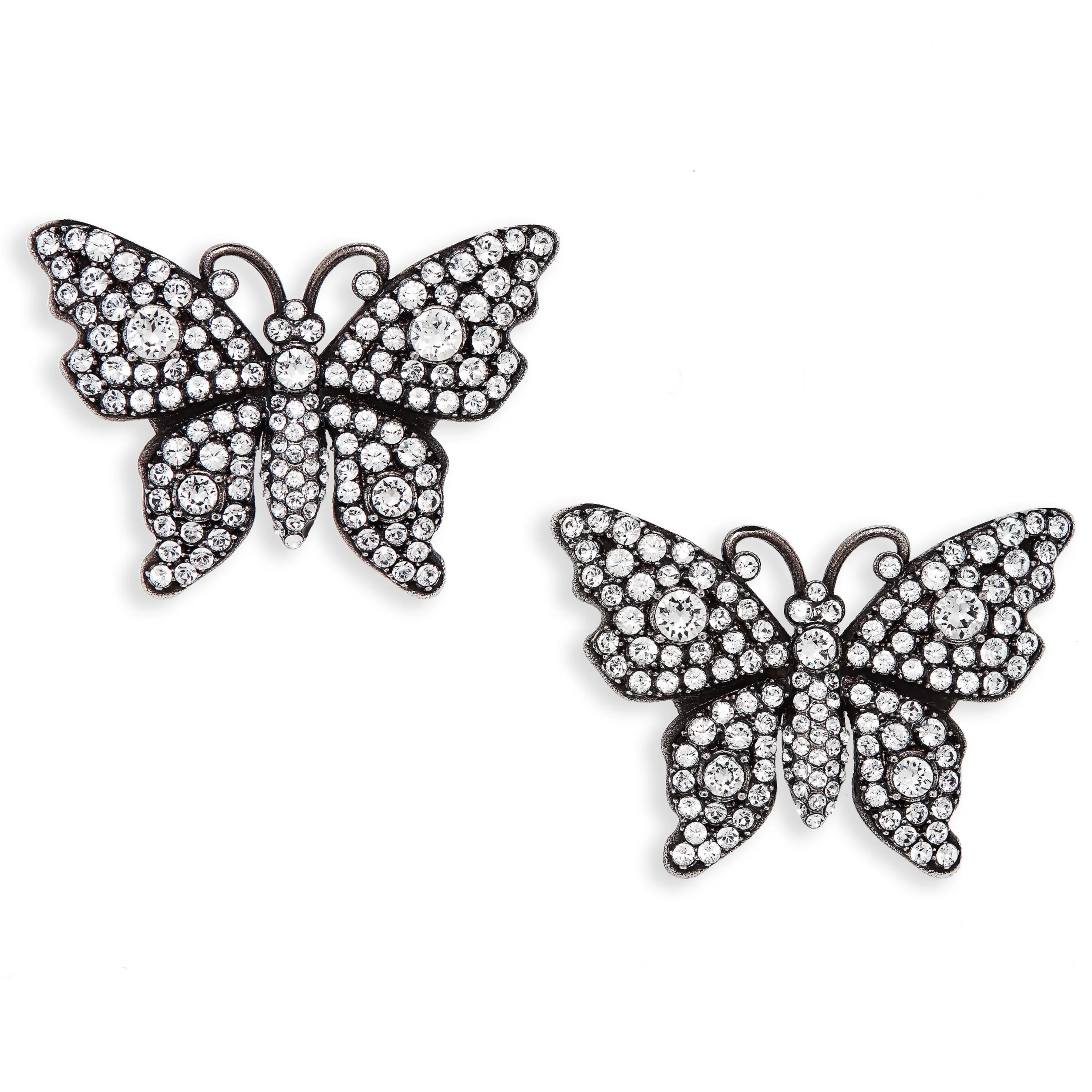 Gucci Crystal Embellished Butterfly Earrings in Silver