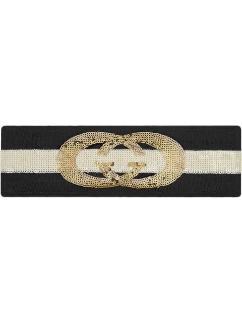 Gucci Sequin Embellished GG Headband in Black and White