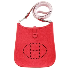 Hermes Rouge Pivoine Evelyne Rose Sakura Canvas Strap TPM