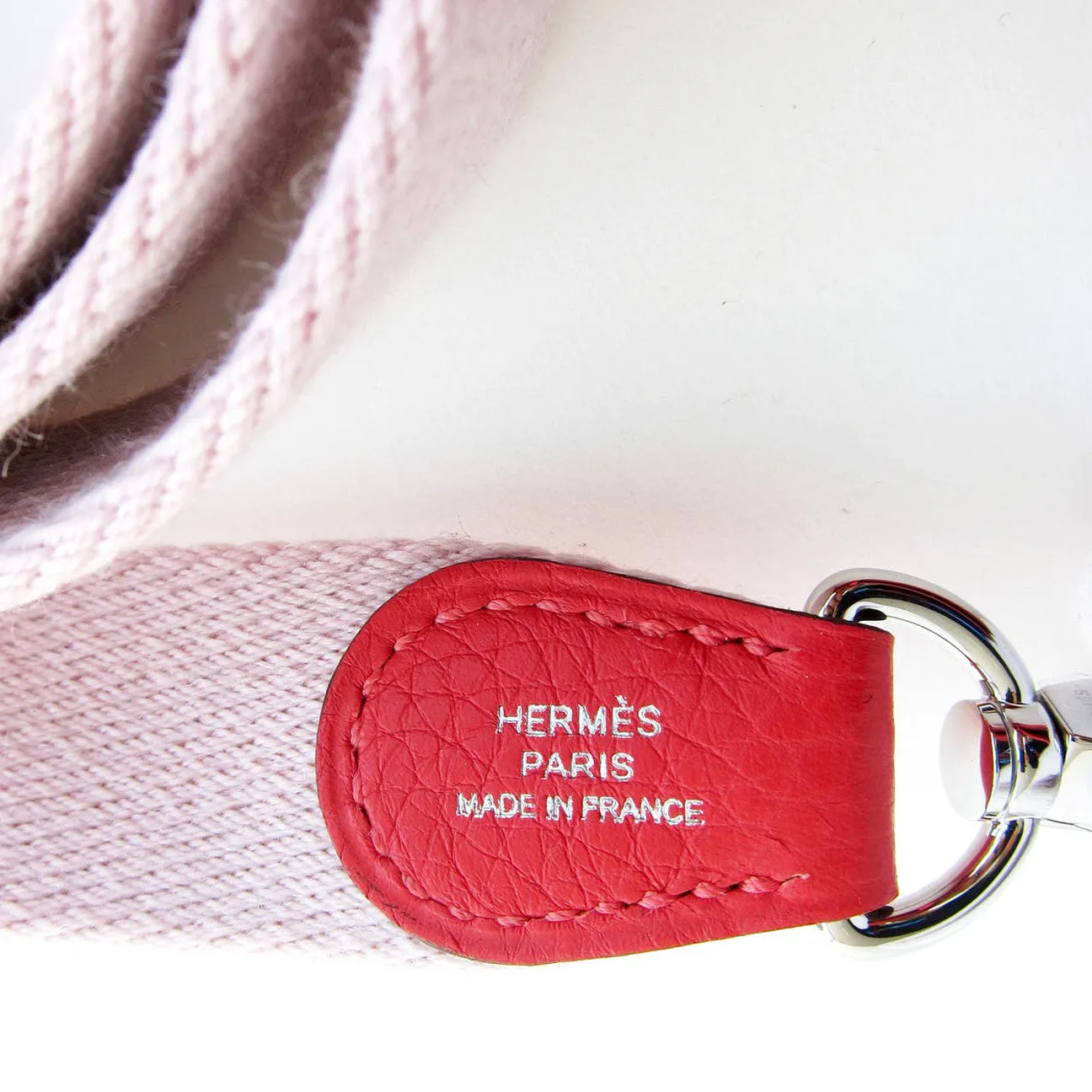 Hermes Rouge Pivoine Evelyne Rose Sakura Canvas Strap TPM
